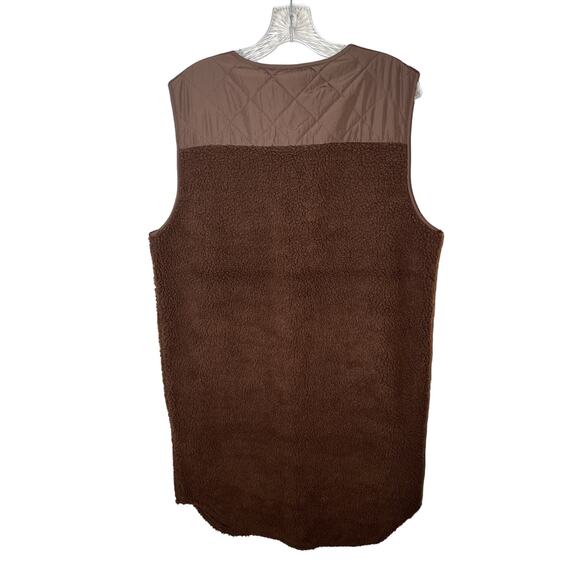 Noisy May Nmsakiran Quilted Mix Sherpa Fur Long Vest Jacket M - Picture 4 of 9